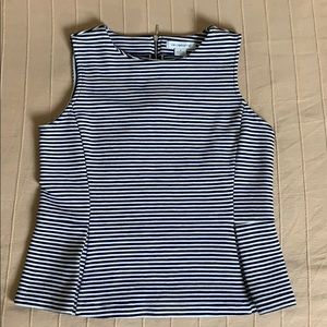 Liz Claiborne Stripped Peplum Sleeveless Top Sz M
